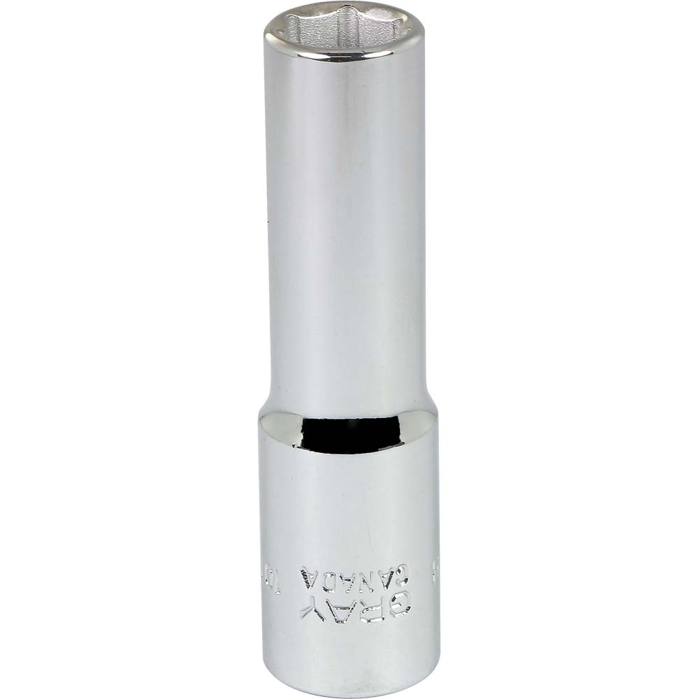 10mm X 3/8&#34; Drive, 6 Point Deep Length, Chrome Finish Socket