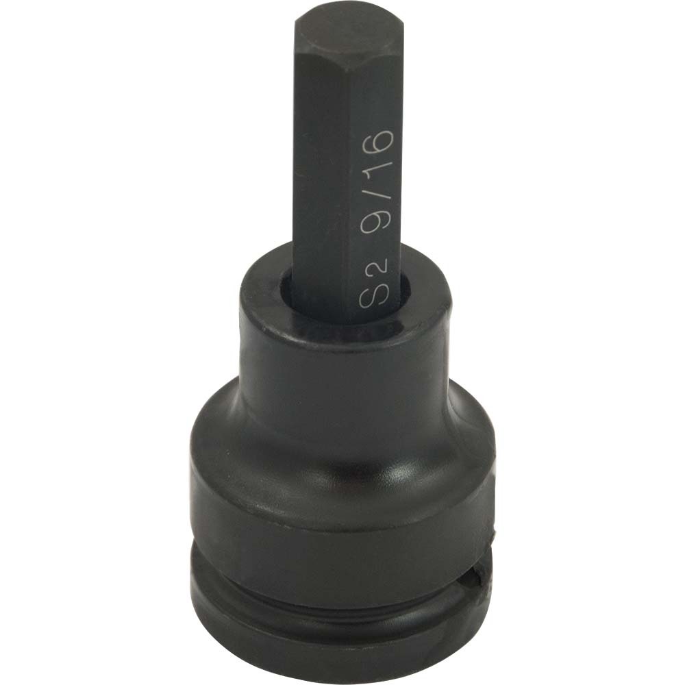 9/16&#34; X 3/4&#34; Drive, Standard Length, Hex Head Socket, Black Impact