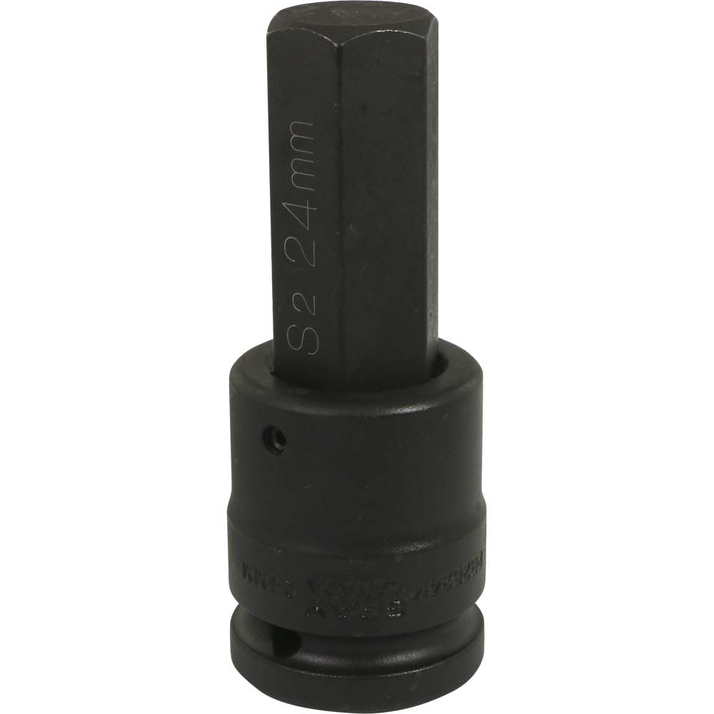 24mm X 3/4&#34; Drive, Standard Length, Hex Head Socket, Black Impact