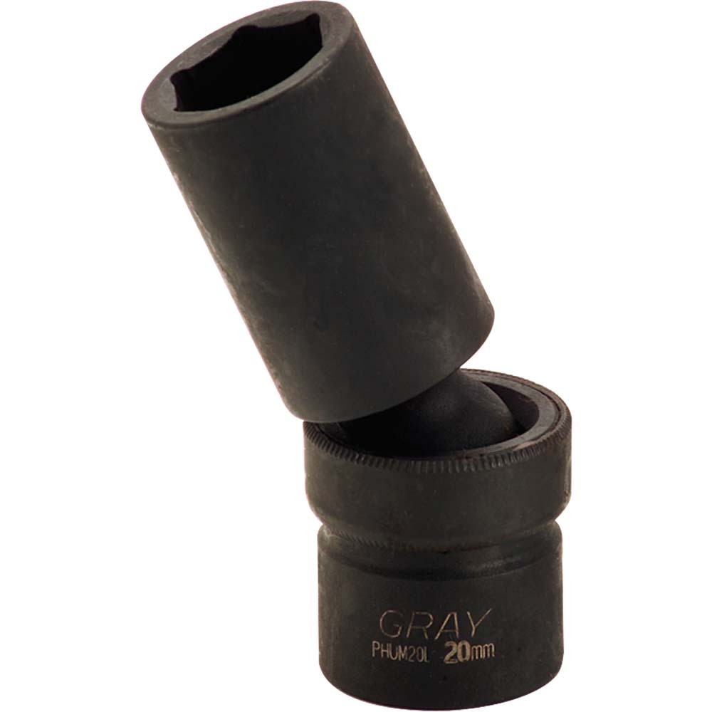 10mm X 1/2&#34; Drive, 6 Point Deep Length, Universal Joint Socket, Black Impact