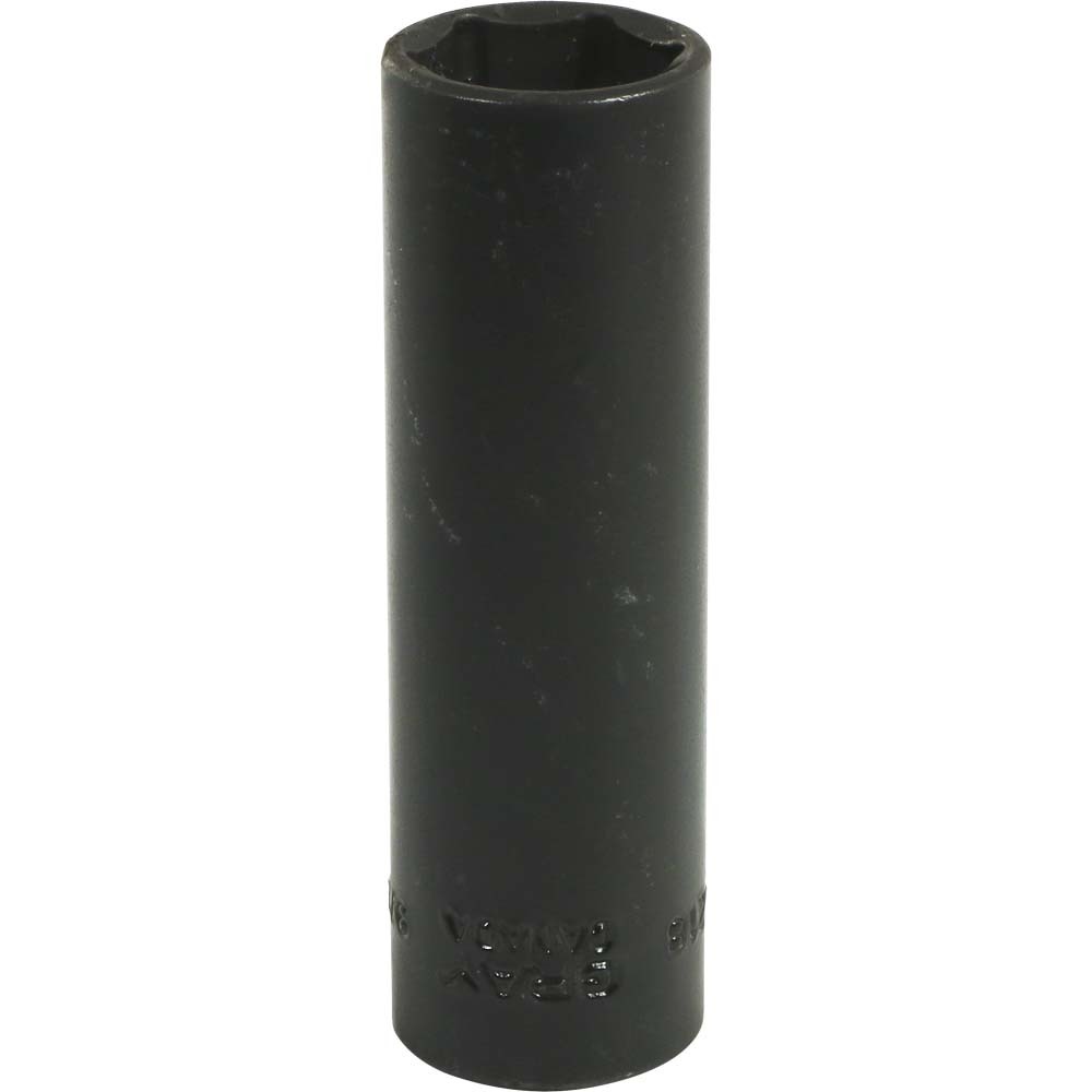 9/16&#34; X 3/8&#34; Drive, 6 Point Deep Length, Black Impact Socket
