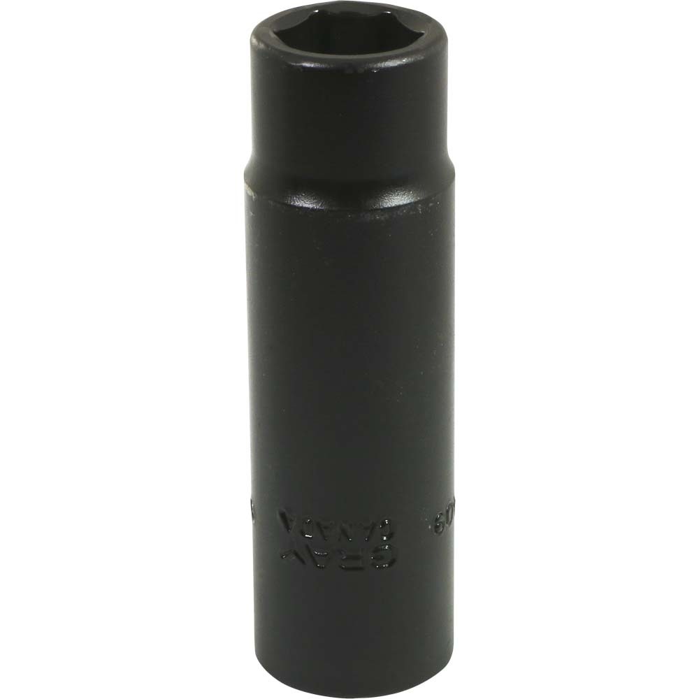 9/16&#34; X 1/2&#34; Drive, 6 Point Deep Length, Black Impact Socket