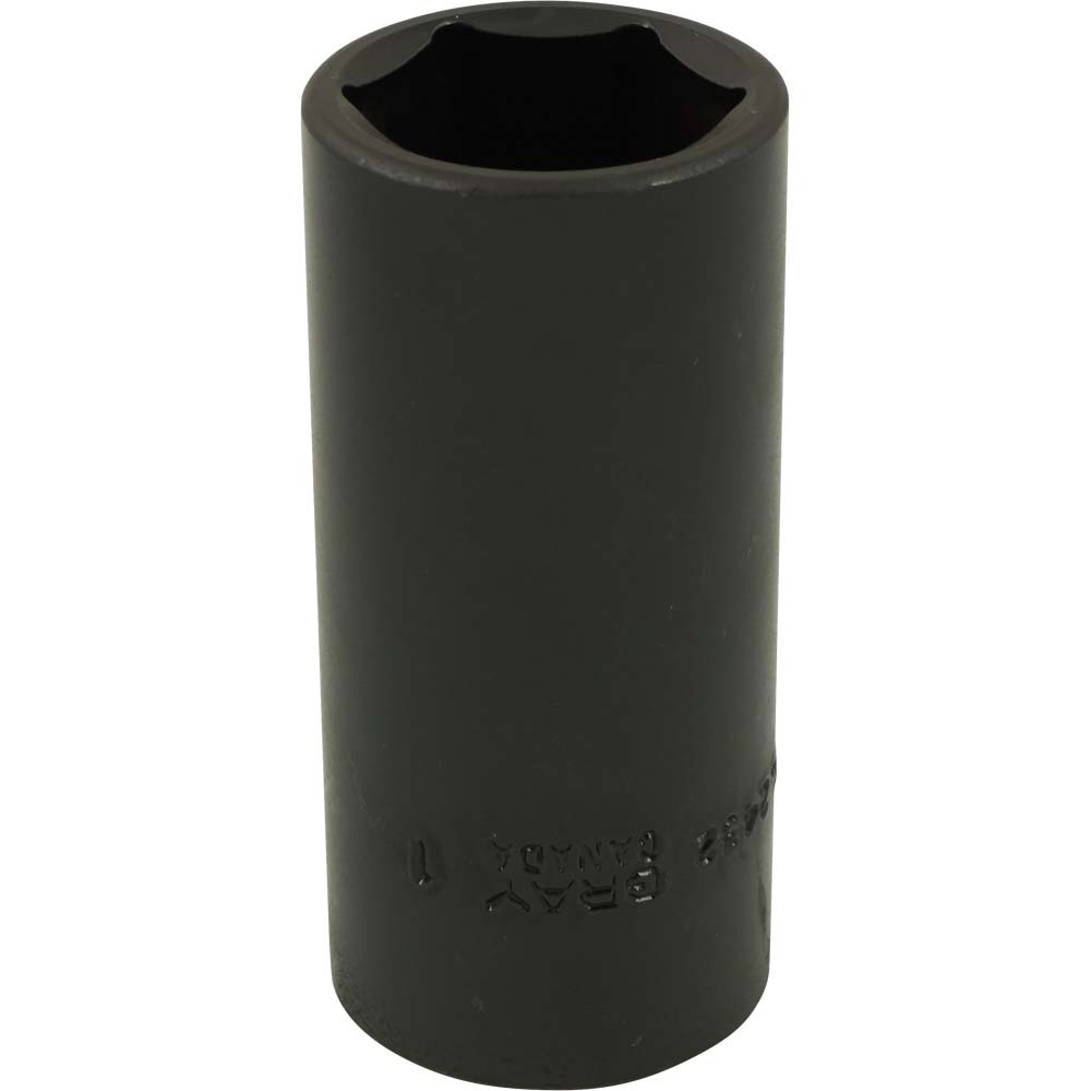 1&#34; X 1/2&#34; Drive, 6 Point Deep Length, Black Impact Socket