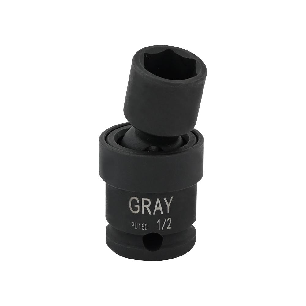 1/2&#34; X 3/8&#34; Drive, 6 Point Standard Length, Universal Joint Socket, Black Impact