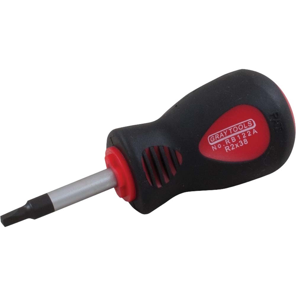 Stubby No. 0 Square Recess, Comfort Grip Screwdriver, 1-1/2&#34; Blade Length