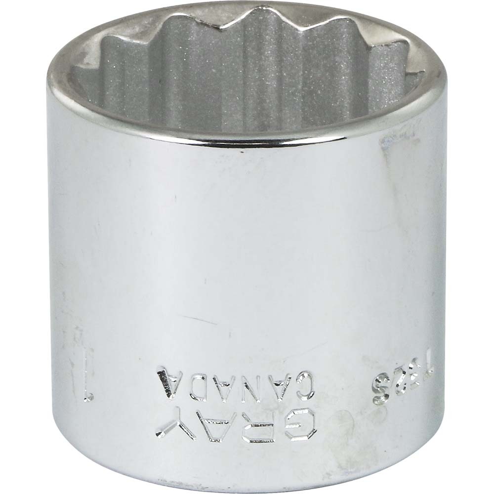 1&#34; X 3/8&#34; Drive, 12 Point Standard Length, Chrome Finish Socket