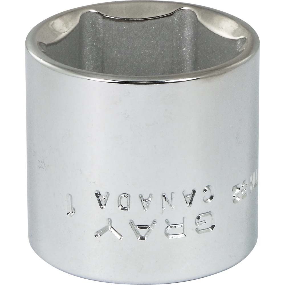 1&#34; X 3/8&#34; Drive, 6 Point Standard Length, Chrome Finish Socket