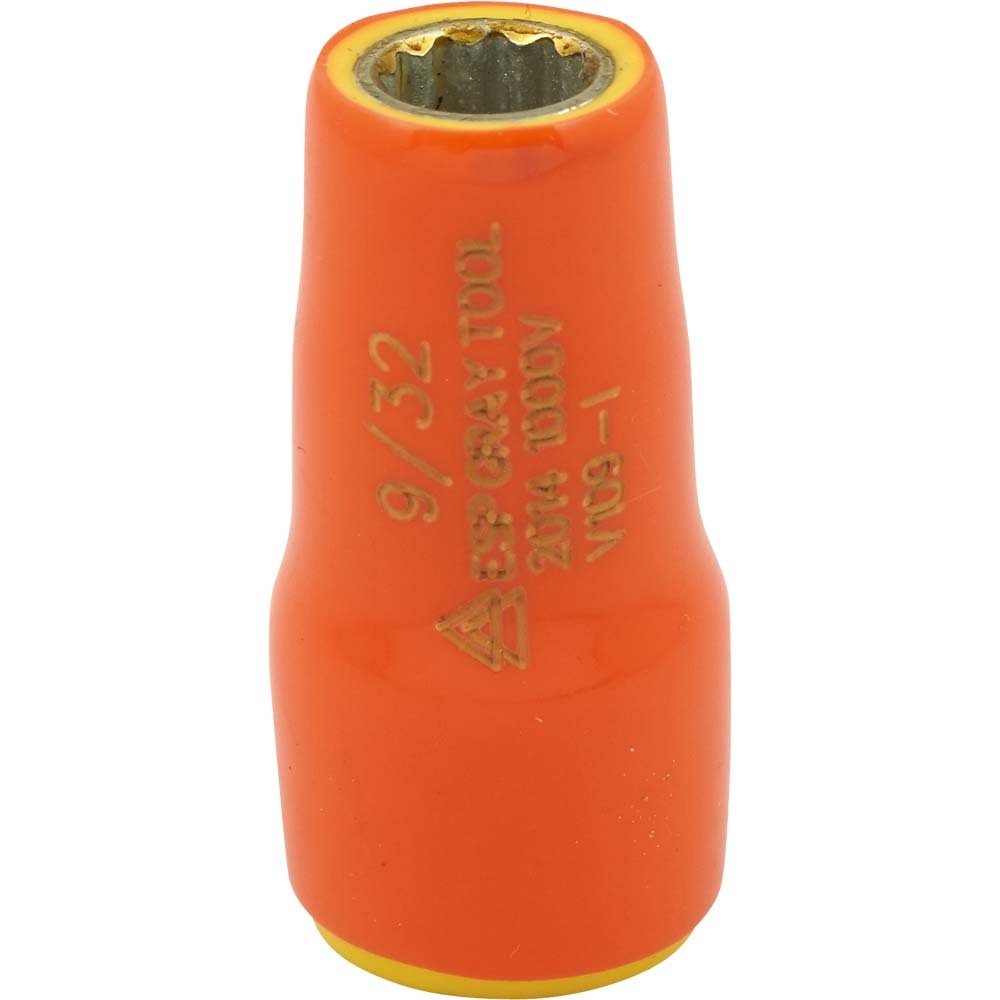 9/32&#34; X 1/4&#34; Drive 12 Point, Standard Length Socket, 1000V Insulated