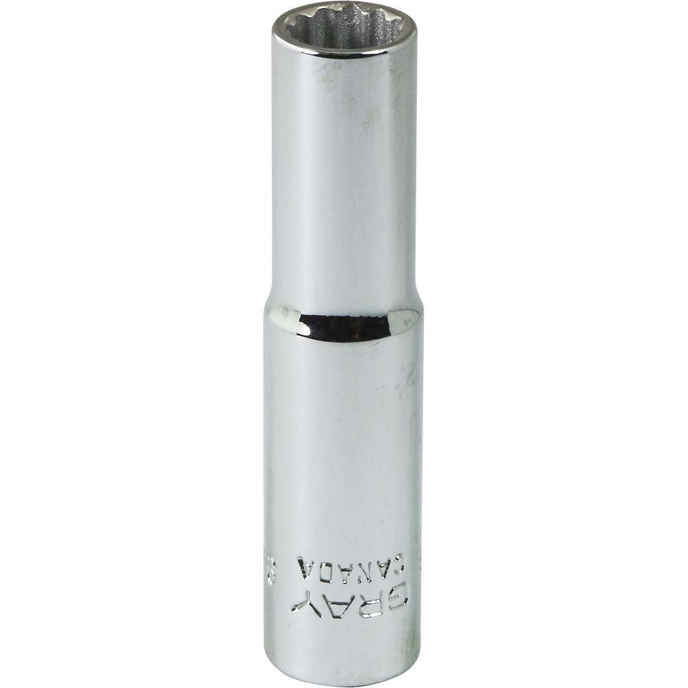 9/32&#34; X 1/4&#34; Drive 12 Point, Deep Length, Chrome Finish Socket