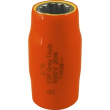 Gray Tools 1409-I - Socket 9/16" X 1/2" Drive, 12 Point Standard Length Socket, 1000V Insulated