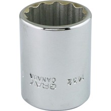 Gray Tools 1432 - Socket 1" X 1/2" Drive, 12 Point Standard Length, Chrome Finish Socket
