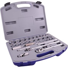 Gray Tools 25033SH - 33 Piece 3/8" Drive 6 Point SAE & Metric, Standard Chrome Socket & Attachment Set