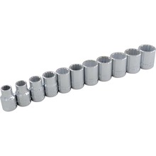 Gray Tools 29111 - 11 Piece 3/8" Drive 12 Point Metric, Standard Chrome Socket Set, 9mm - 19mm