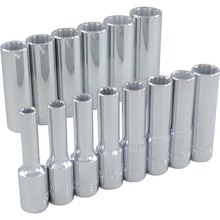 Gray Tools 29314 - 14 Piece 3/8" Drive 12 Point Metric, Deep Chrome Socket Set, 6mm - 19mm