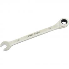 Gray Tools 500010 - 10mm Combination Fixed Head Ratcheting Wrench, Stainless Steel Finish
