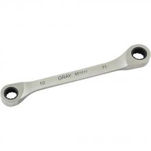 Gray Tools 551011 - 10mm X 11mm Double Box End, Fixed Head Ratcheting Wrench, Stainless Steel Finish