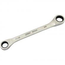 Gray Tools 562224 - 11/16" X 3/4" Double Box End, Fixed Head Ratcheting Wrench, Stainless Steel Finish