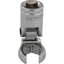 Gray Tools D008646 - 3/8" Drive SAE 1/2" Flex Head, Crow Foot Flare Nut Socket, Chrome Finish