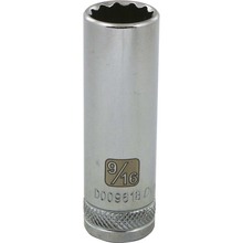 Gray Tools D009618 - 3/8" Drive 12 Point SAE, 9/16" Deep Length, Chrome Finish Socket