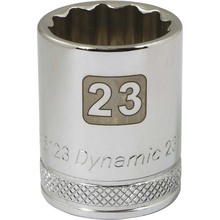 Gray Tools D015123 - 1/2" Drive 12 Point Metric, 23mm Standard Length, Chrome Finish Socket