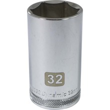 Gray Tools D016232 - 1/2" Drive 6 Point Metric, 32mm Deep Length, Chrome Finish Socket