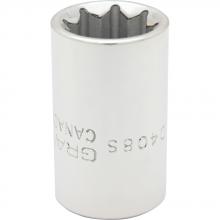 Gray Tools D408S - 1/2" X 1/2" Drive, 8 Point Standard Length, Chrome Finish Socket