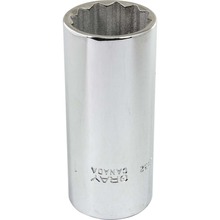Gray Tools LD32 - 1" X 1/2" Drive, 12 Point Deep Length, Chrome Finish Socket