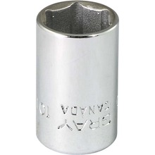 Gray Tools M610 - 10mm X 1/4" Drive, 6 Point Standard Length, Chrome Finish Socket