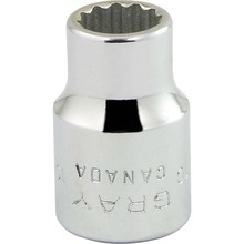 Gray Tools MT10 - 10mm X 3/8" Drive, 12 Point Standard Length, Chrome Finish Socket