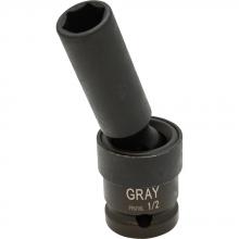 Gray Tools PHU16L - 1/2" X 1/2" Drive, 6 Point Deep Length, Universal Joint Socket, Black Impact