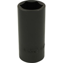 Gray Tools PL2432 - 1" X 1/2" Drive, 6 Point Deep Length, Black Impact Socket