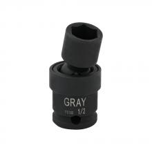 Gray Tools PU160 - 1/2" X 3/8" Drive, 6 Point Standard Length, Universal Joint Socket, Black Impact