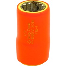 Gray Tools T16-I - 1/2" X 3/8" Drive, 12 Point Standard Length Socket, 1000V Insulated