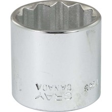 Gray Tools T32S - 1" X 3/8" Drive, 12 Point Standard Length, Chrome Finish Socket