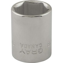Gray Tools TH18 - 9/16" X 3/8" Drive, 6 Point Standard Length, Chrome Finish Socket