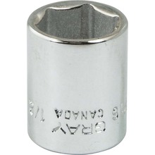 Gray Tools V16 - 1/2" X 1/4" Drive 6 Point, Standard Length, Chrome Finish Socket