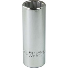 Gray Tools VL116 - 1/2" X 1/4" Drive 12 Point, Deep Length, Chrome Finish Socket