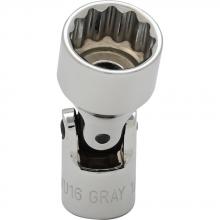 Gray Tools VU16 - 1/2" X 1/4" Drive 12 Point, Standard Length, Universal Joint Socket, chrome Finish