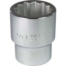 Gray Tools X48 - 1-1/2" X 1" Drive 12 Point, Standard Length, Chrome Finish Socket