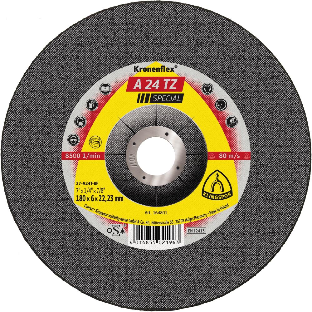 A 24 TZ grinding discs, 9 x 1/4 x 7/8 Inch depressed centre