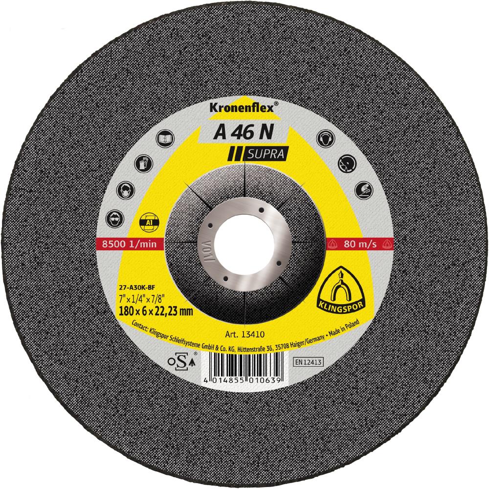 A 46 N grinding discs, 7 x 5/16 x 7/8 Inch depressed centre