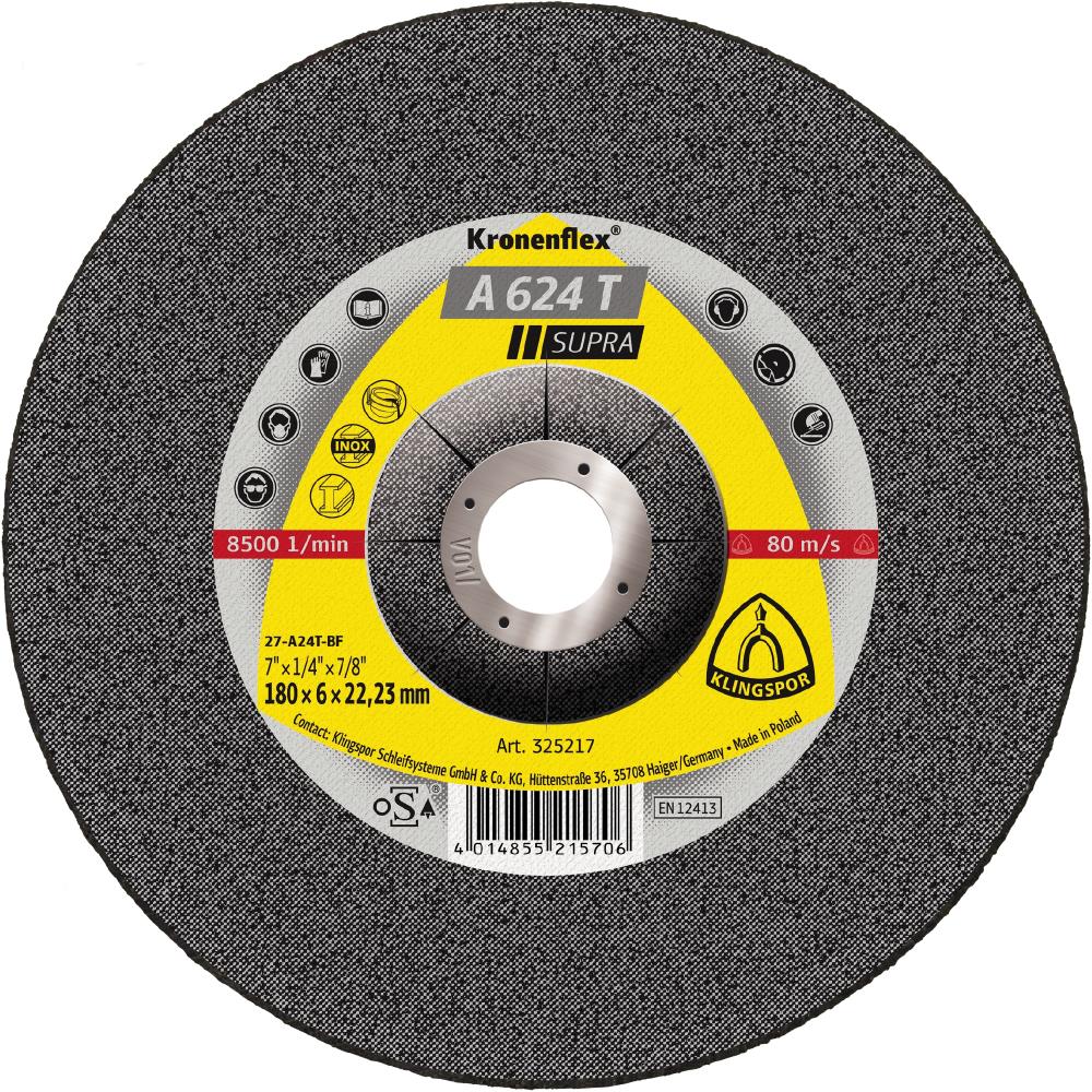 A 624 T grinding discs, 9 x 1/4 x 7/8 Inch depressed centre