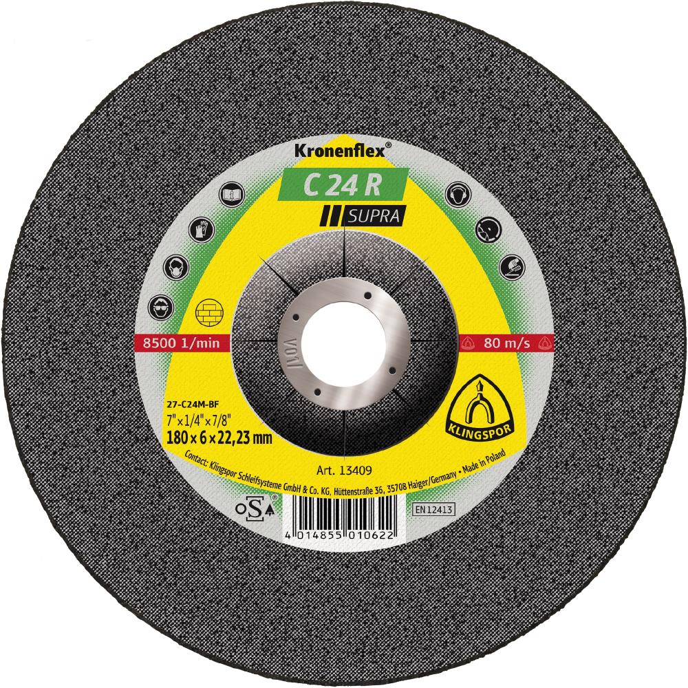 C 24 R grinding discs, 7 x 1/4 x 7/8 Inch depressed centre