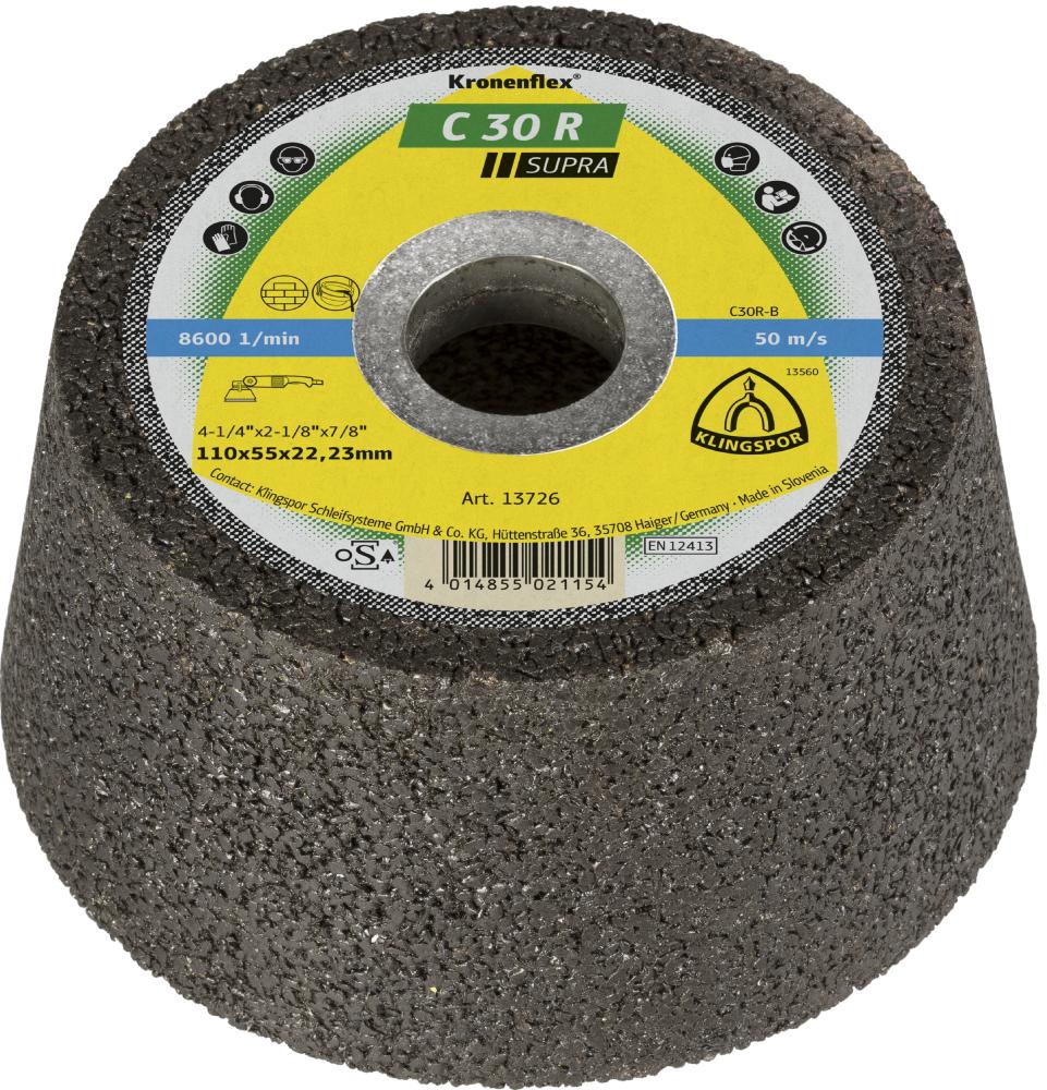 C 30 R cup grinding wheel, 4-1/4 x 2-1/8 x 7/8 Inch depressed centre