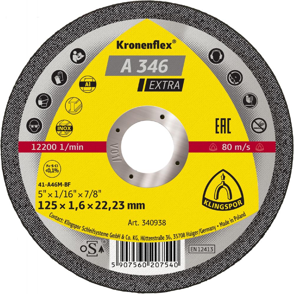 A 346 EX cutting-off wheels, 5 x 1/16 x 7/8 Inch flat