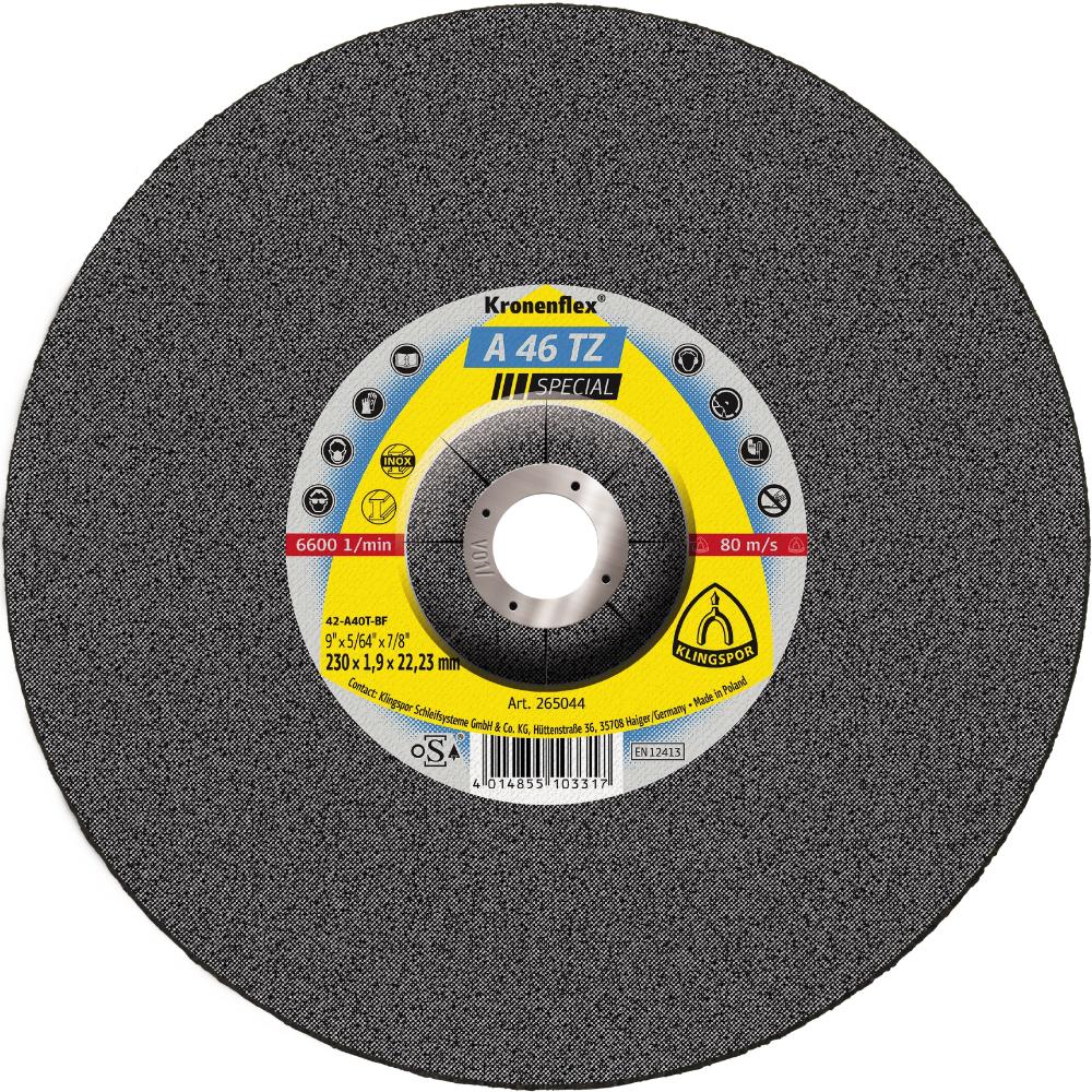 A 46 TZ cutting-off wheels, 9 x 5/64 x 7/8 Inch depressed centre