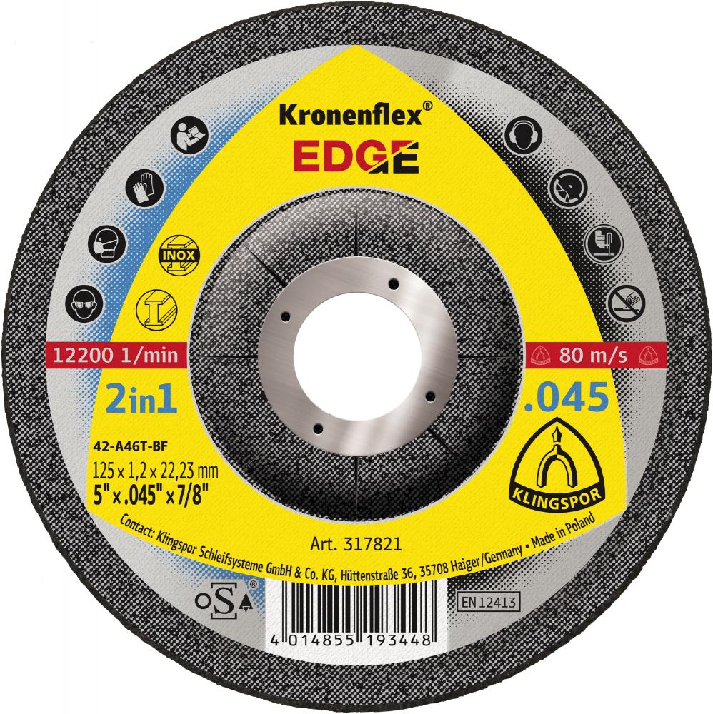 EDGE cutting-off wheels, 5 x .045 x 7/8 Inch depressed centre