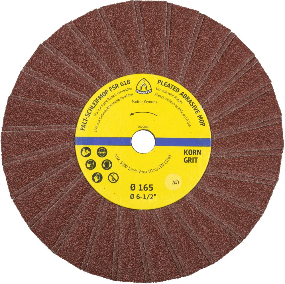 FSR 618 abrasive mop wheels, 6-1/2 x 9/16 Inch grain 150 single-row 2 flaps per packet