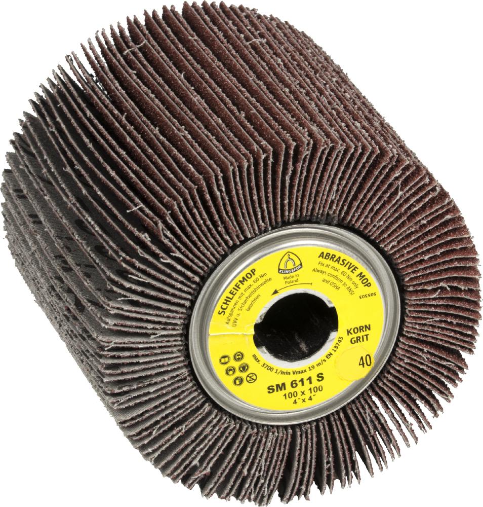 SM 611 S abrasive mop wheels LS 309 X, 4 x 4 x 3/4 Inch grain 240