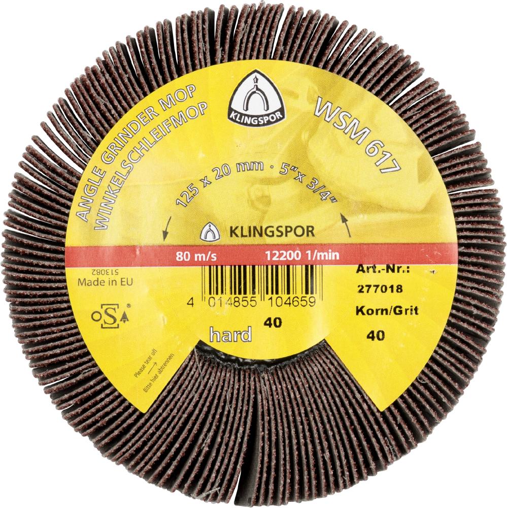 WSM 617 abrasive mop wheels LS 309 X, 5 x 3/4 Inch grain 80 thread 5/8&#34;